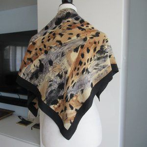 SIGNATURE ECHO Animal Print Square Large 100% Silk Scarf 32" x 33" *Flaw